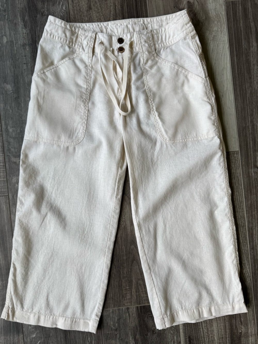 Patagonia Cream Cropped Wide-Leg Drawstring Pants